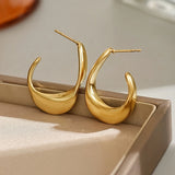 Sculpted Crescent Hoop Earrings | Gold