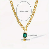 Chunky Chain Emerald Pendant Necklace | Gold