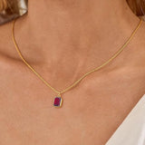 Paperclip Layered Ruby Necklace | Gold