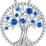 Tree of Life Sapphire Necklace | White Gold