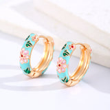 Colourful Floral Hoop Earrings | Gold