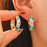 Colourful Floral Hoop Earrings | Gold