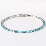 Natural Turquoise Stone Bracelet | White Gold