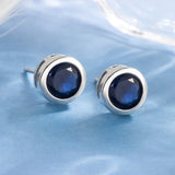 Sapphire Bezel Stud Earrings | White Gold