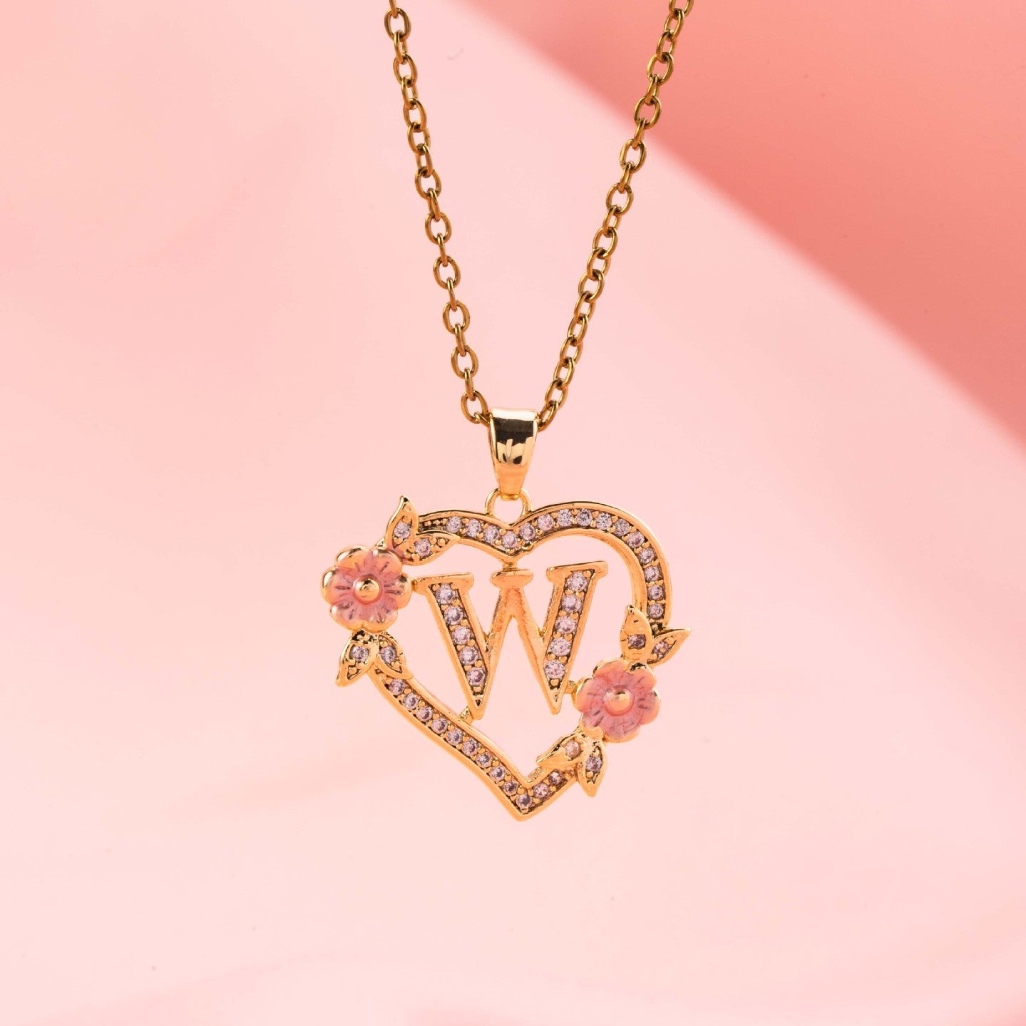 Floral Charm Initial Necklace | Gold