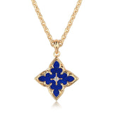 Blue Clover Pendant Necklace | Gold