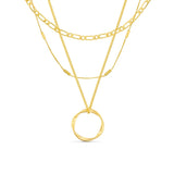 Open Circle Three Row Necklace | Gold