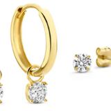 Moon Tear Stone Earrings Set | White Gold