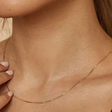 Corner Shop Box Necklace | White Gold