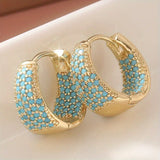 Golden-Tone Turquoise Beaded Hoop Earrings | Gold