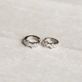 Crystal Cluster Huggies | White Gold